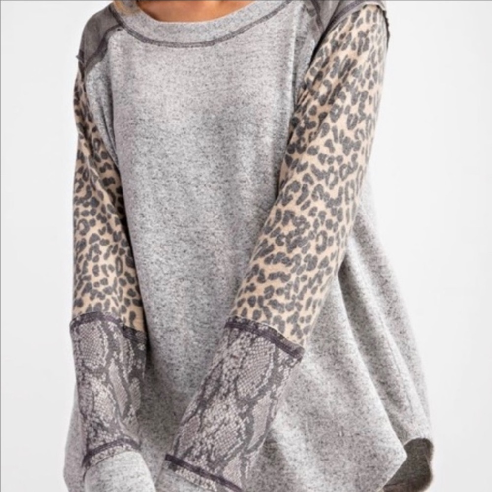 Snake and leopard print top